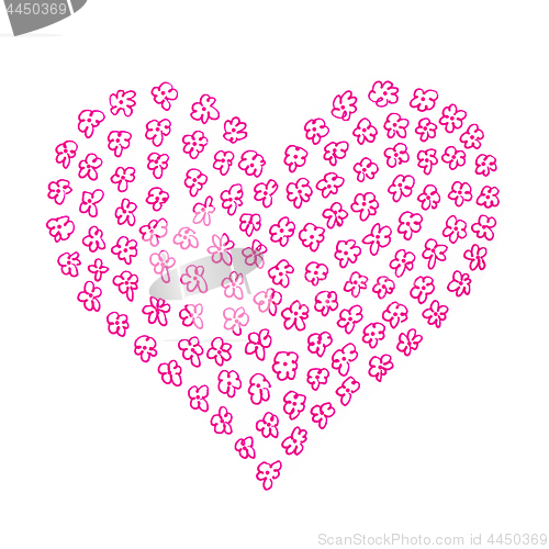 Image of Heart from abstract flower pattern on white background