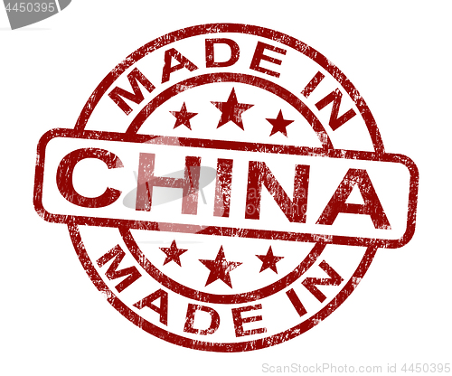 Image of Made In China Stamp Shows Chinese Product Or Produce