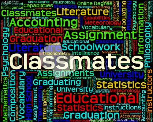 Image of Classmates Word Shows Words Schoolmate And Schoolmates