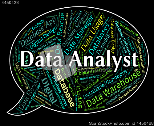 Image of Data Analyst Shows Analyser Words And Analysts