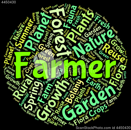 Image of Farmer Word Means Agriculture Farmstead And Words
