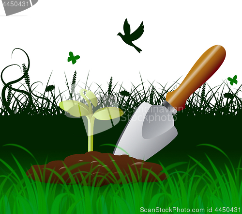 Image of Gardening Trowel Indicates Cultivate Tool And Spade