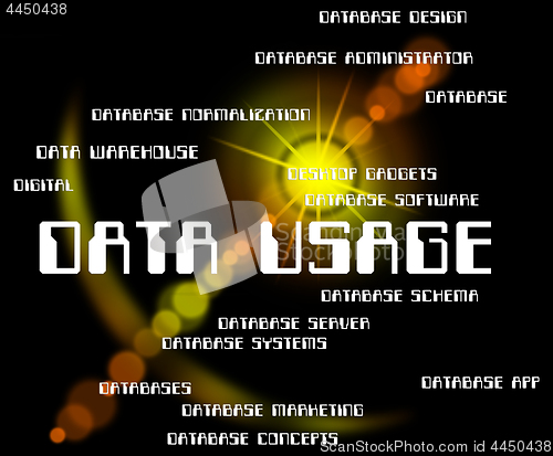 Image of Data Usage Means Consumption Word And Words