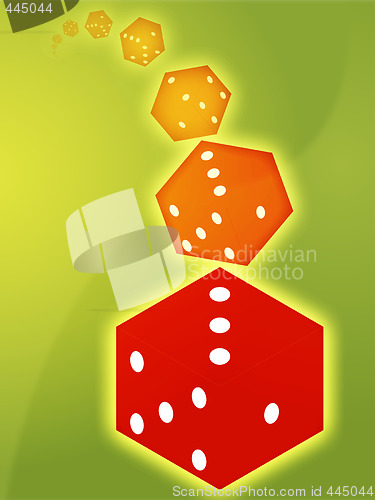 Image of Rolling red dice illustration