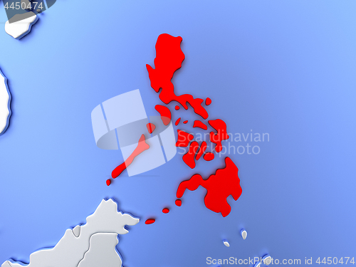 Image of Philippines in red on map