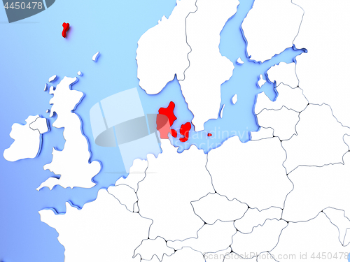 Image of Denmark in red on map