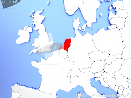 Image of Netherlands in red on map