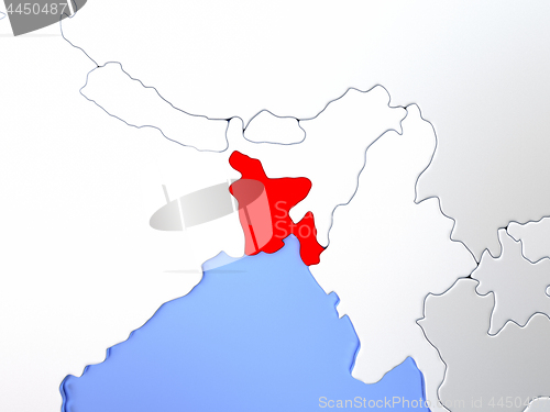 Image of Bangladesh in red on map