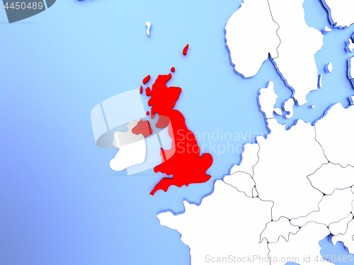 Image of United Kingdom in red on map