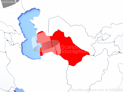 Image of Turkmenistan in red on map