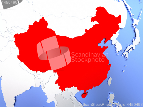 Image of China in red on map