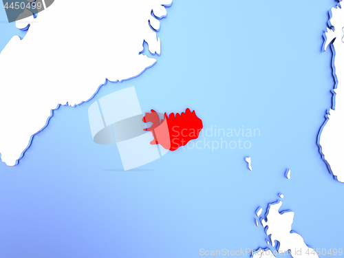 Image of Iceland in red on map