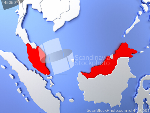 Image of Malaysia in red on map