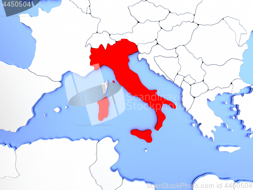 Image of Italy in red on map
