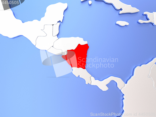 Image of Nicaragua in red on map
