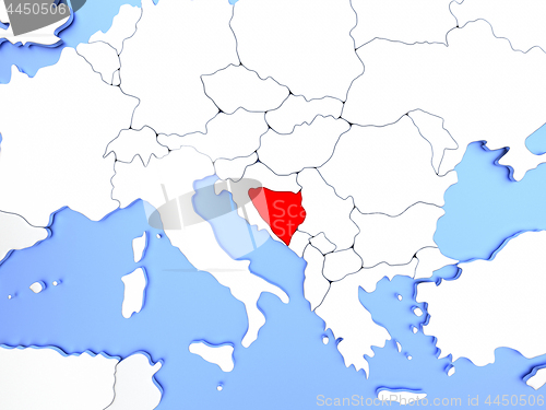 Image of Bosnia in red on map