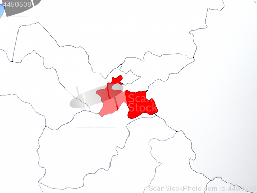 Image of Tajikistan in red on map