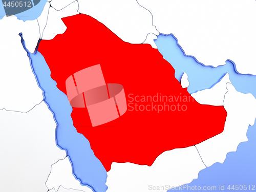 Image of Saudi Arabia in red on map