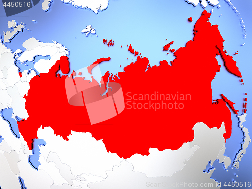 Image of Russia in red on map