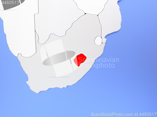 Image of Lesotho in red on map