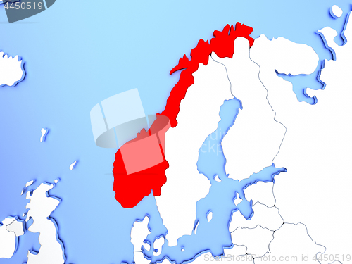 Image of Norway in red on map