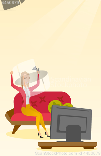 Image of Woman playing a video game vector illustration.