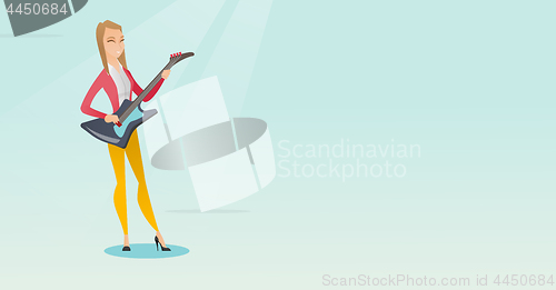 Image of Woman playing the electric guitar.