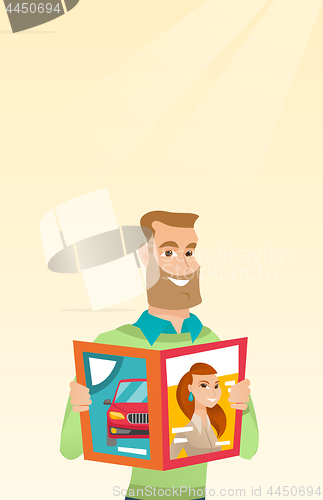 Image of Man reading a magazine vector illustration.