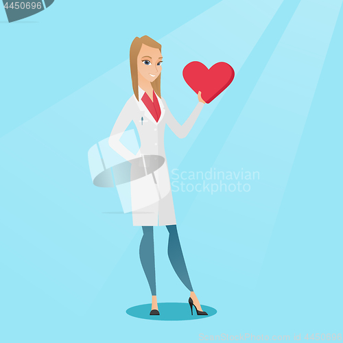 Image of Doctor cardiologist holding heart.