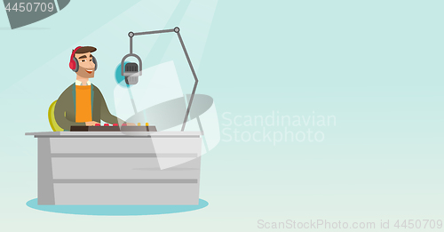 Image of Dj working on the radio vector illustration