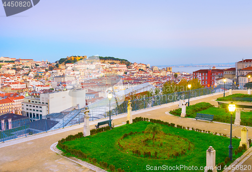 Image of Lisbon skyline from famous viewpoint