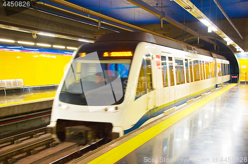 Image of Madrid metro train station. Spain