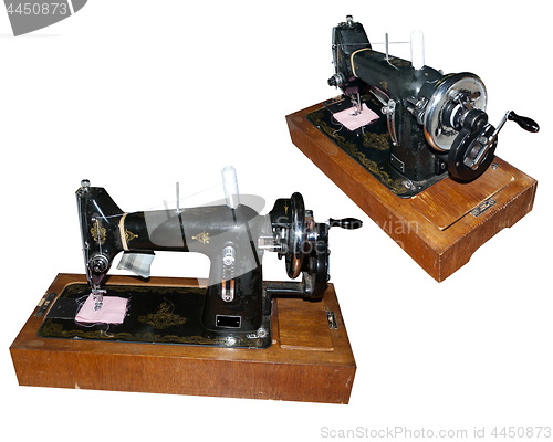 Image of old manual sewing machine from different angles