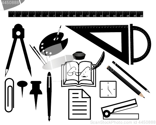 Image of set of stationery for office supplies