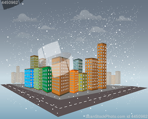 Image of city in the snow