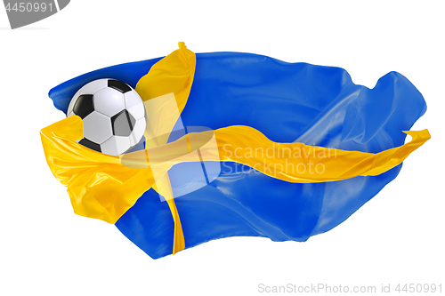 Image of The national flag of Sweden. FIFA World Cup. Russia 2018