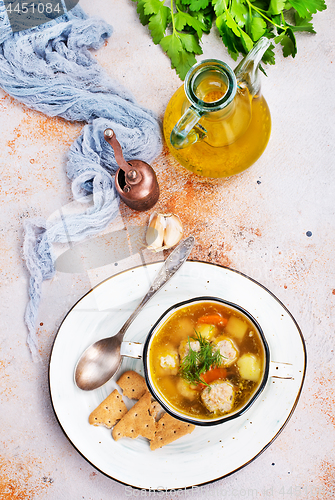 Image of soup with meatballs