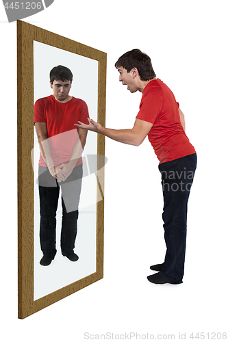 Image of Man scolding himself in a mirror