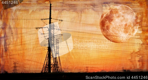 Image of power lines at sunrise