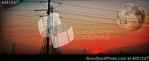 Image of power lines at sunrise