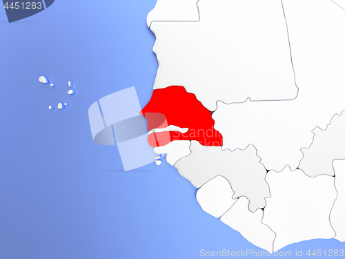 Image of Senegal in red on map