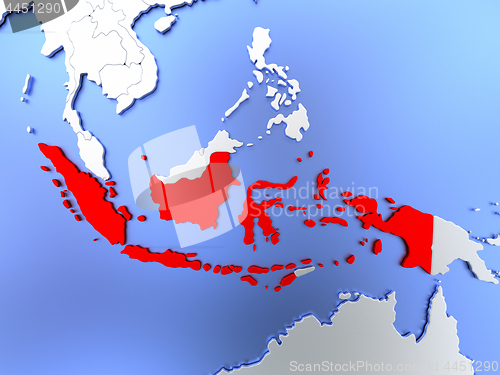 Image of Indonesia in red on map