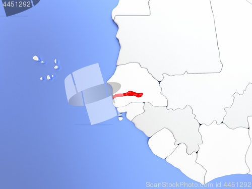 Image of Gambia in red on map