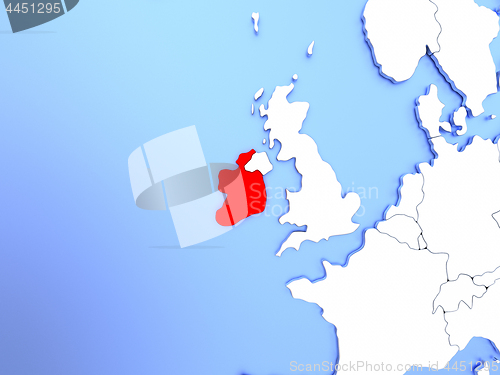 Image of Ireland in red on map