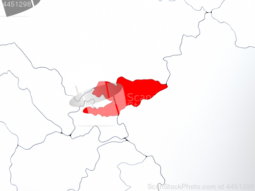 Image of Kyrgyzstan in red on map