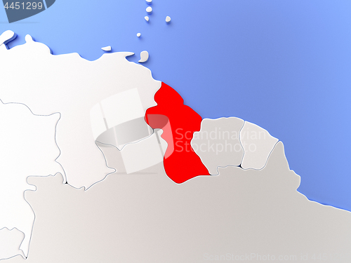 Image of Guyana in red on map