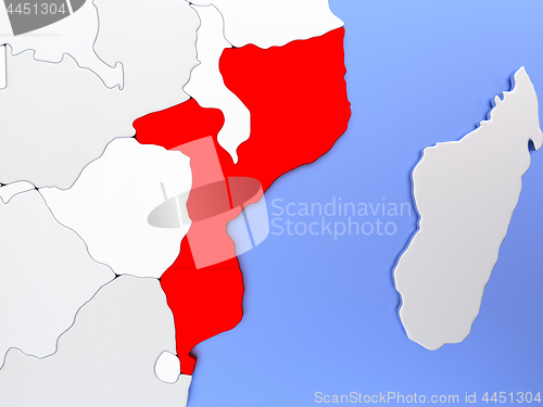 Image of Mozambique in red on map