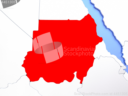 Image of Sudan in red on map