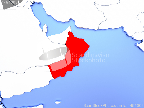 Image of Oman in red on map