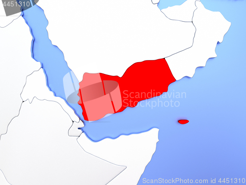 Image of Yemen in red on map